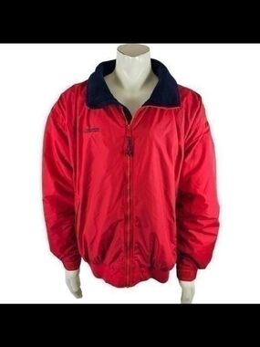 Columbia vintage warm up fleece lined winter ski jacket red mens XL zip pockets